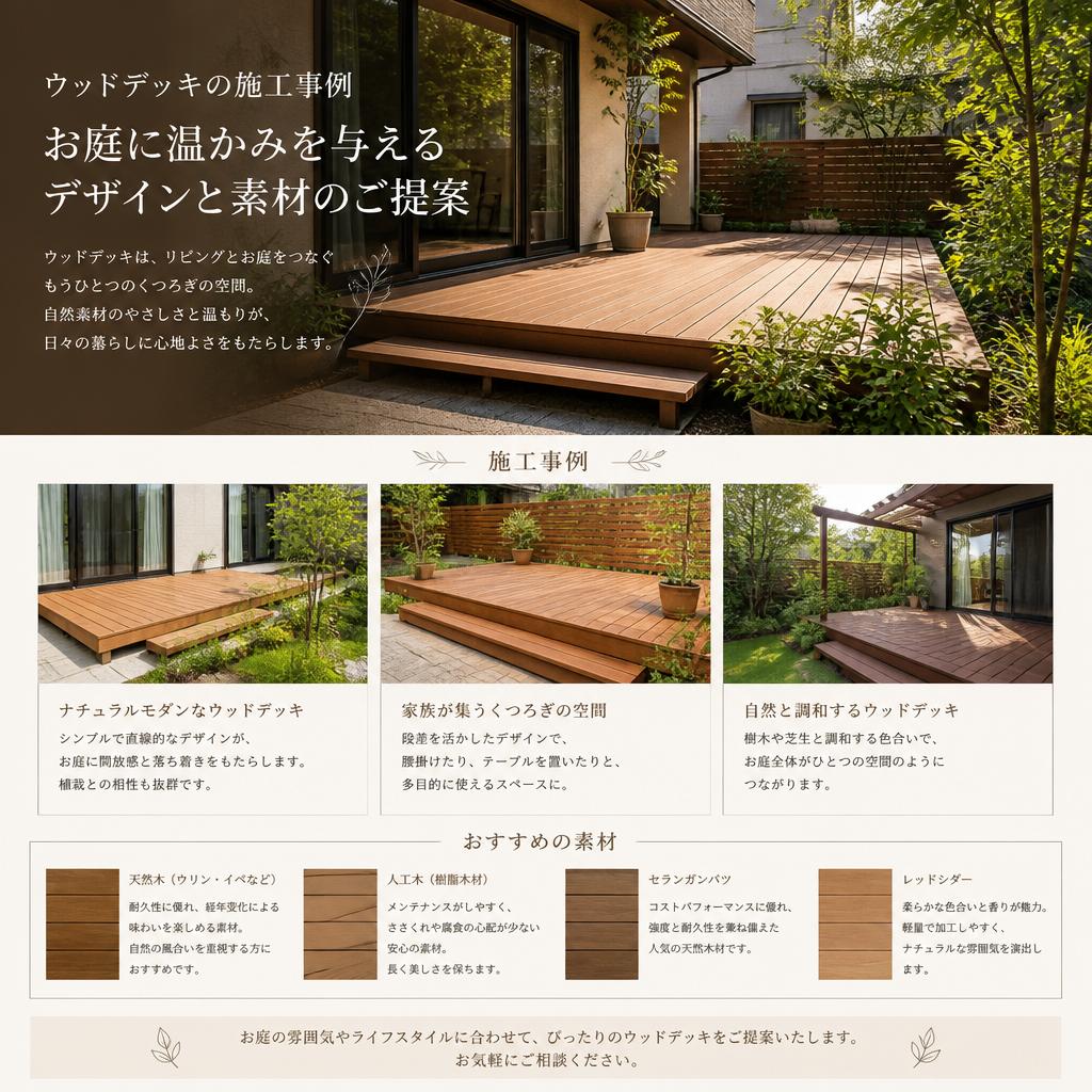 4. くつろぎの空間、ウッドデッキの施工事例