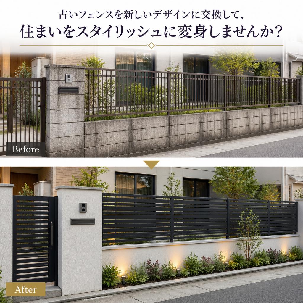 古いフェンスを新しいデザインに交換して、住まいをスタイリッシュに変身させませんか？