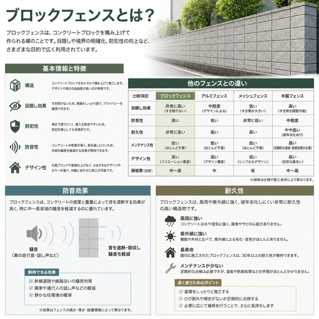 ブロックフェンスの特徴