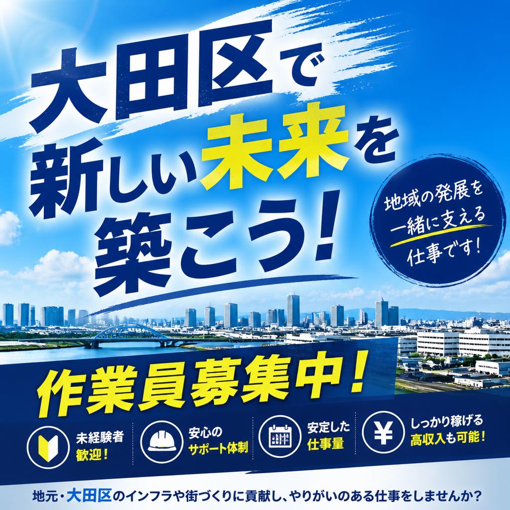 大田区で新しい未来を築こう！作業員募集中！