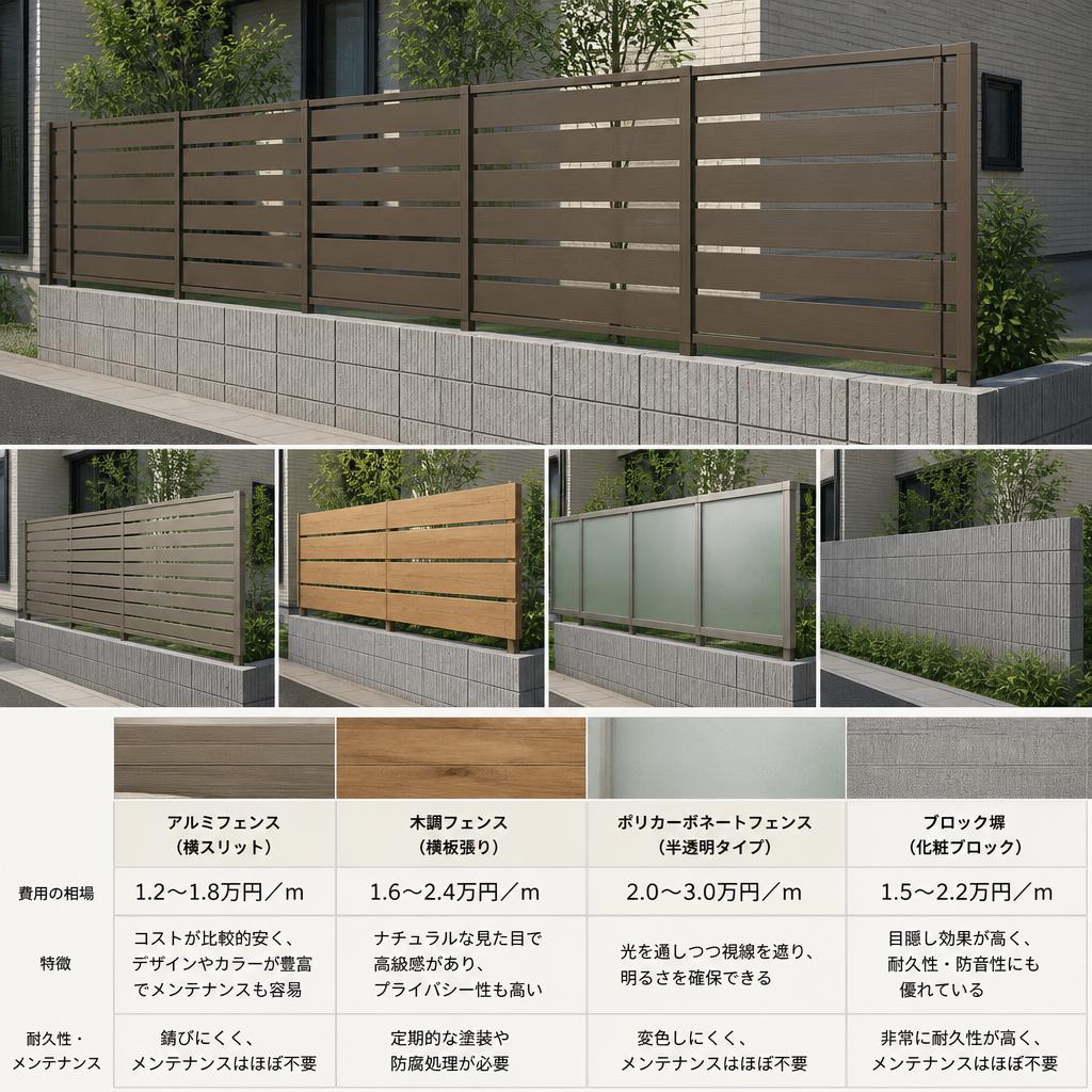 目隠しフェンスの設置にかかる費用の相場